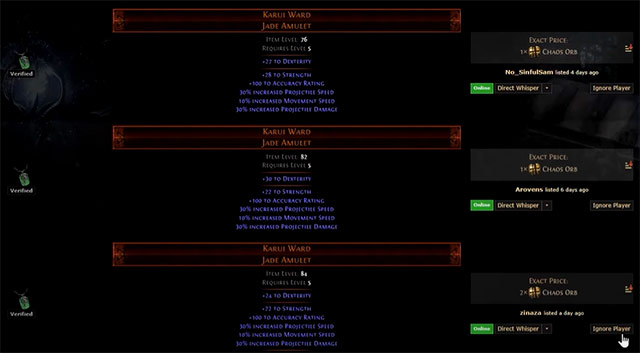 PoE Trade Search by Time Listed